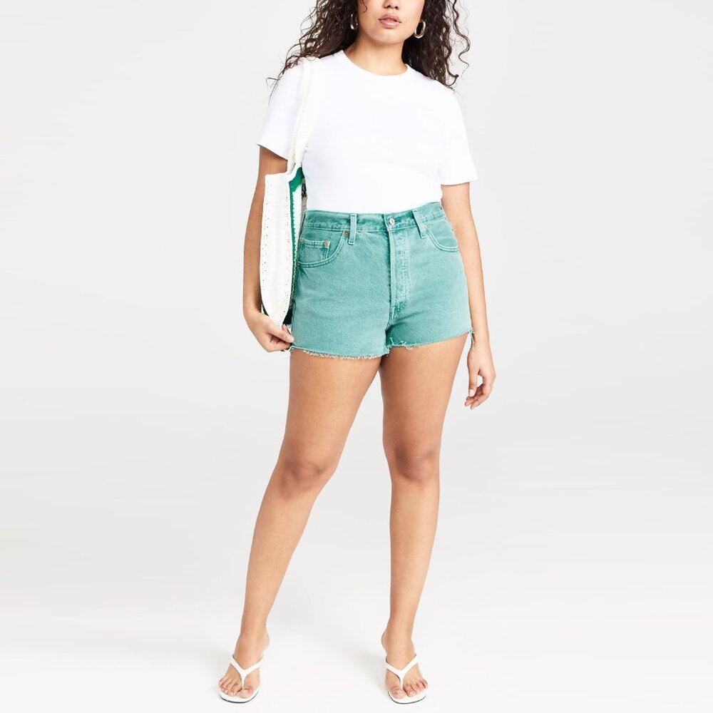 Levi's 501 High Rise Shorts in Dusty Beryl Green 56327-0402 BNWT - Size 30